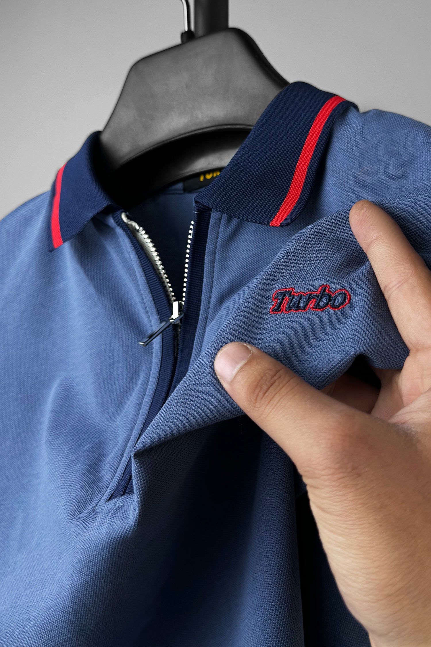 Turbo Record Zip Collar-Block Men's Polo Shirt