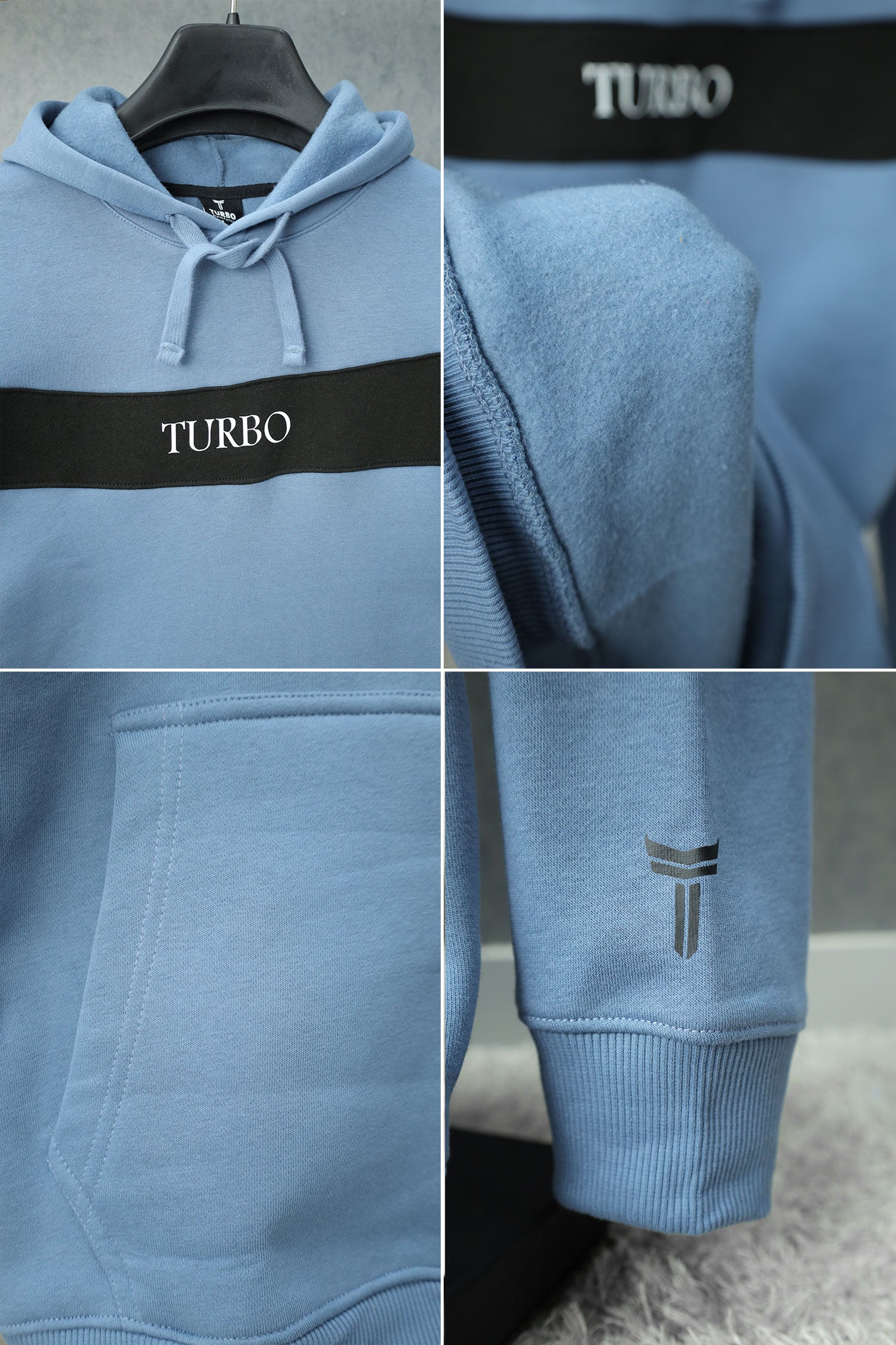 Turbo Panel Typography Fleece Hoodie