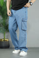 Turbo 6 Pockets Relaxed Baggy Jeans In Light Blue