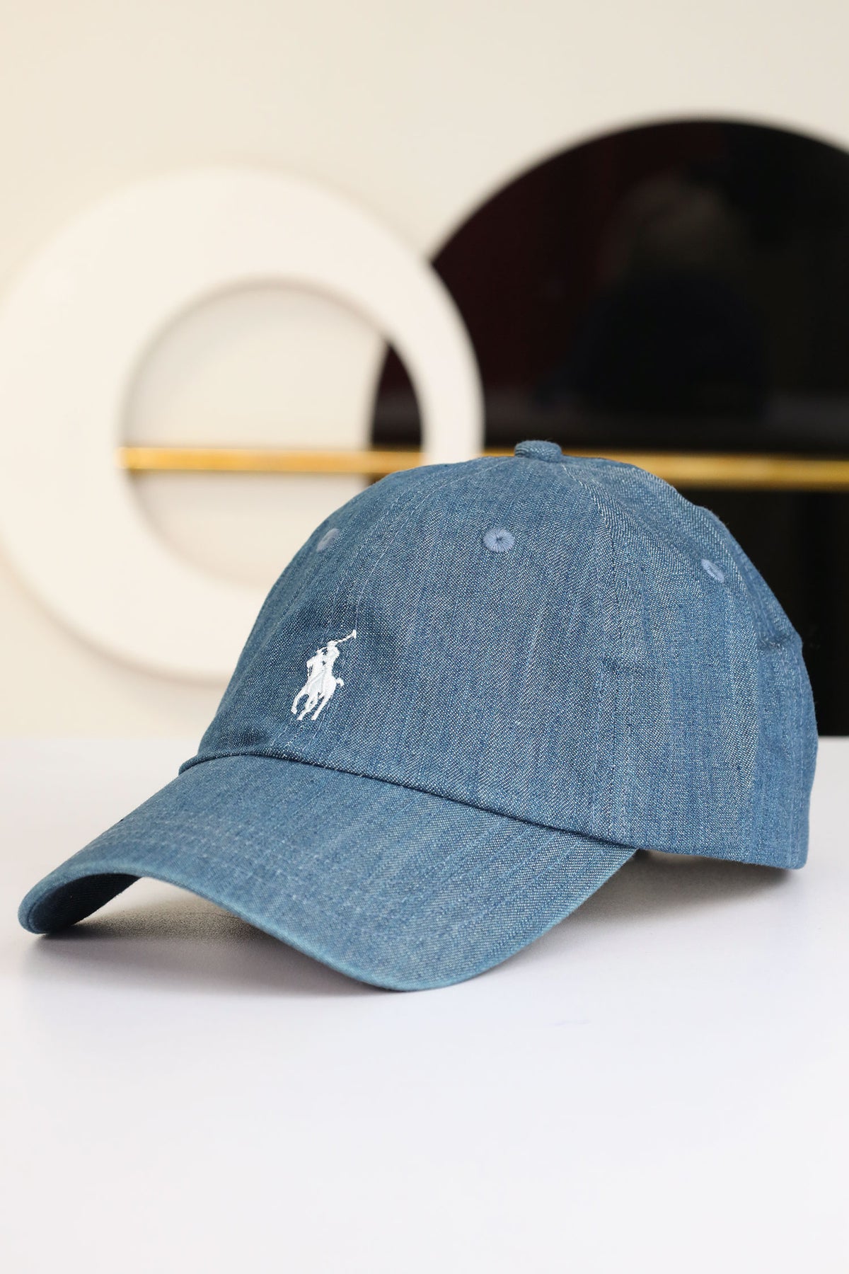 Rph Lren Polo Striped Oxford Imp Shamery Cotton Cap In Light Blue