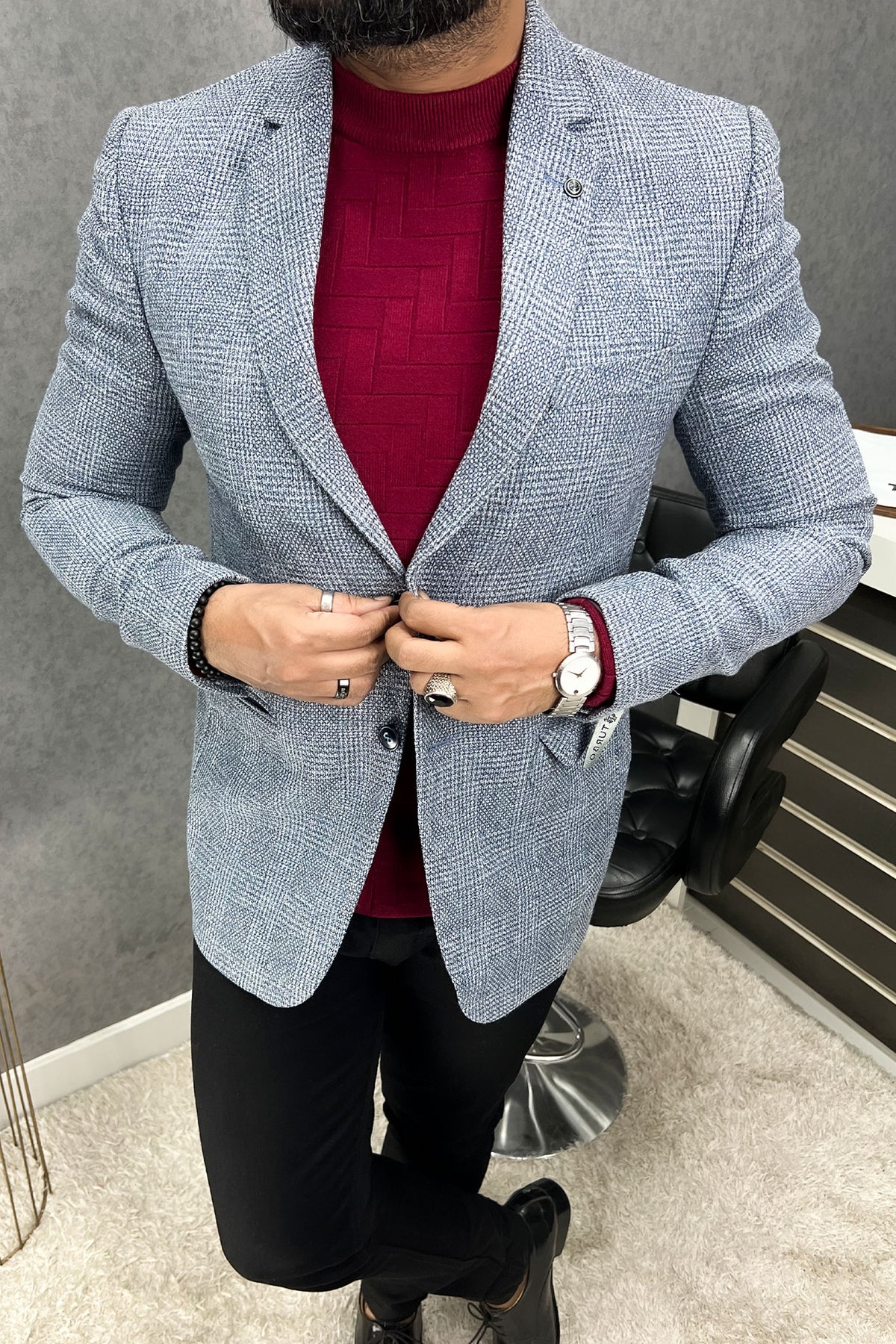 Turbo Self Check Style Men's Casual Blazer