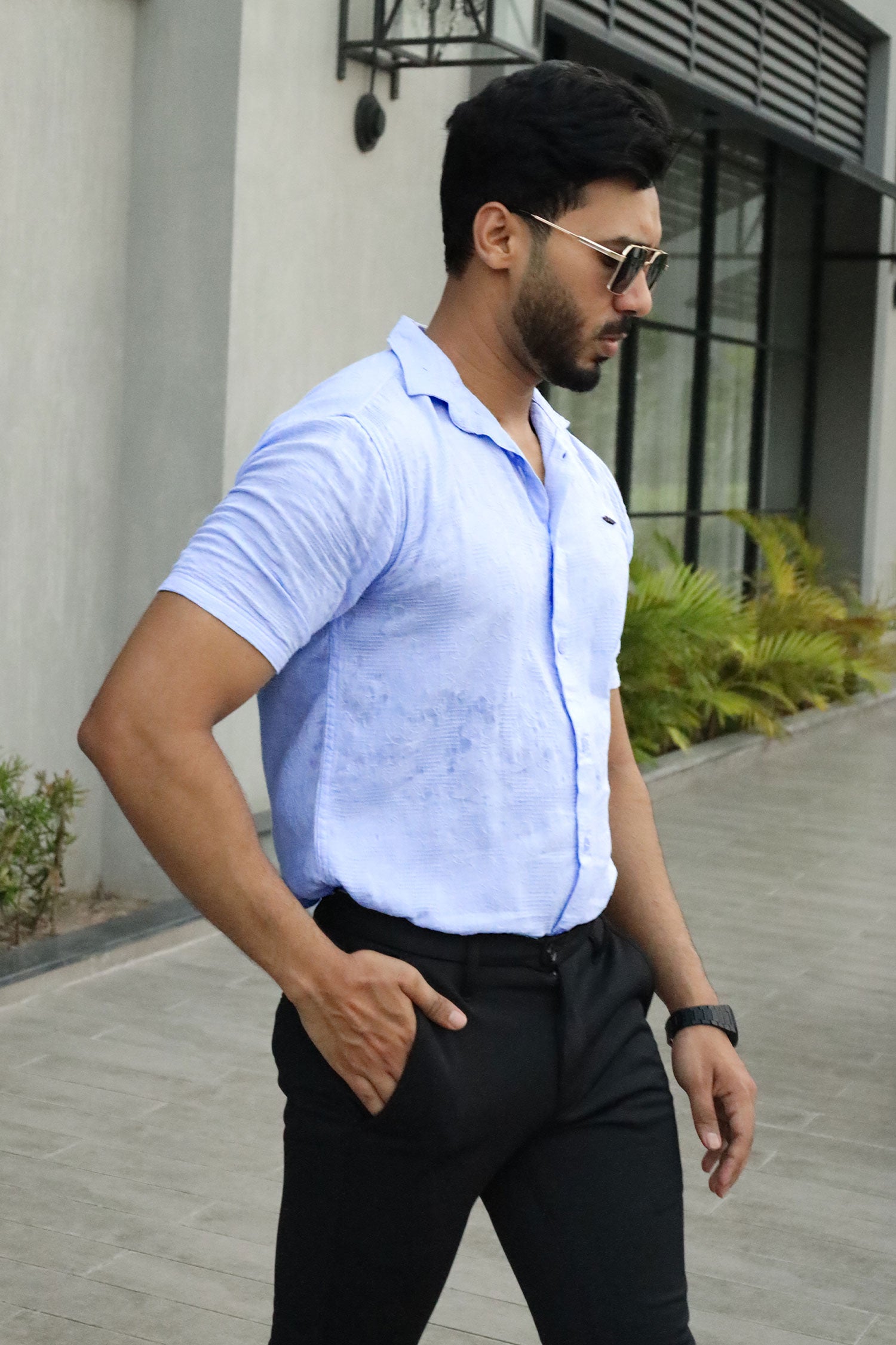 Turbo Artistic Touch Comfort Casual Shirt In Light Blue