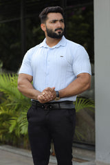 Turbo Endless Cool Embossed Casual Shirt In Light Blue