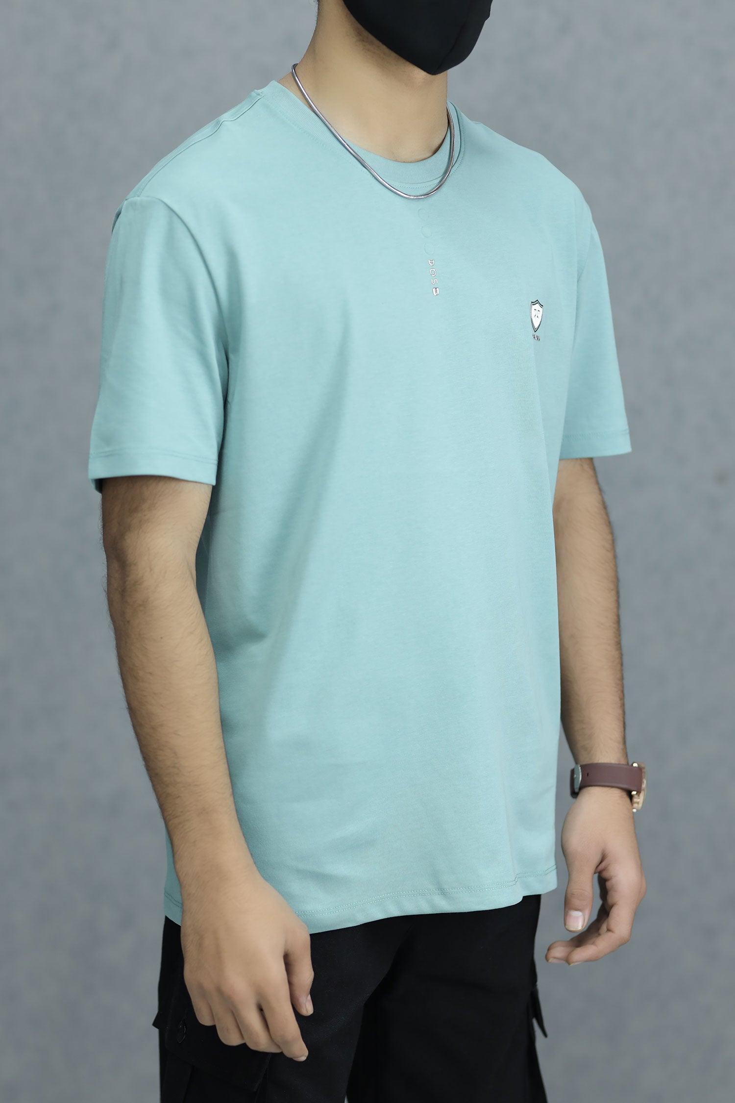 Royall Man Imported Round Neck T-Shirt in Light Blue