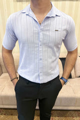 Turbo Endless Cool Embossed Casual Shirt In Light Blue