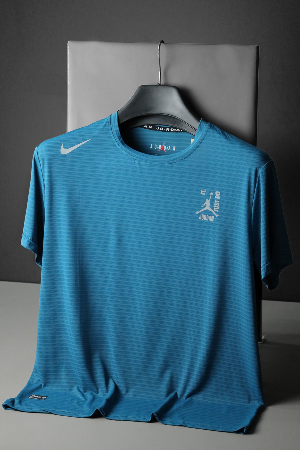 Jrdn Air Jst do it Textured Mesh Dry-Fit Tee In Light Blue