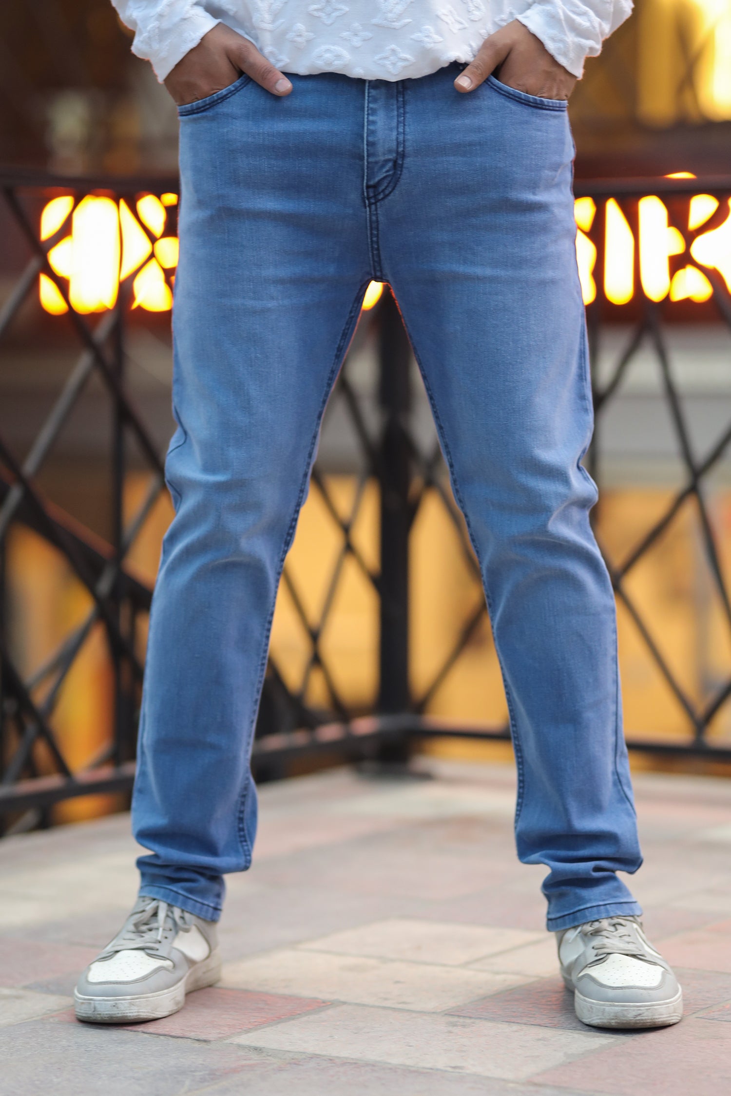 Trendy Slim Fit Turbo Jeans In Light Blue