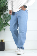 Turbo Men's Water Washed Baggy Jeans In Light Blue