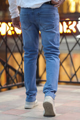 Trendy Slim Fit Turbo Jeans In Light Blue