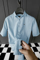 Turbo Textured Relaxed Fit Casual Shirt In Ice Blue