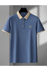 Lapel Self Textured Collared Big Size Men's Polo Shirt