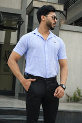 Turbo Artistic Touch Comfort Casual Shirt In Light Blue