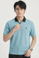 Turbo Zipper Seamless Collar Men's Polo T-Shirt In Light Blue