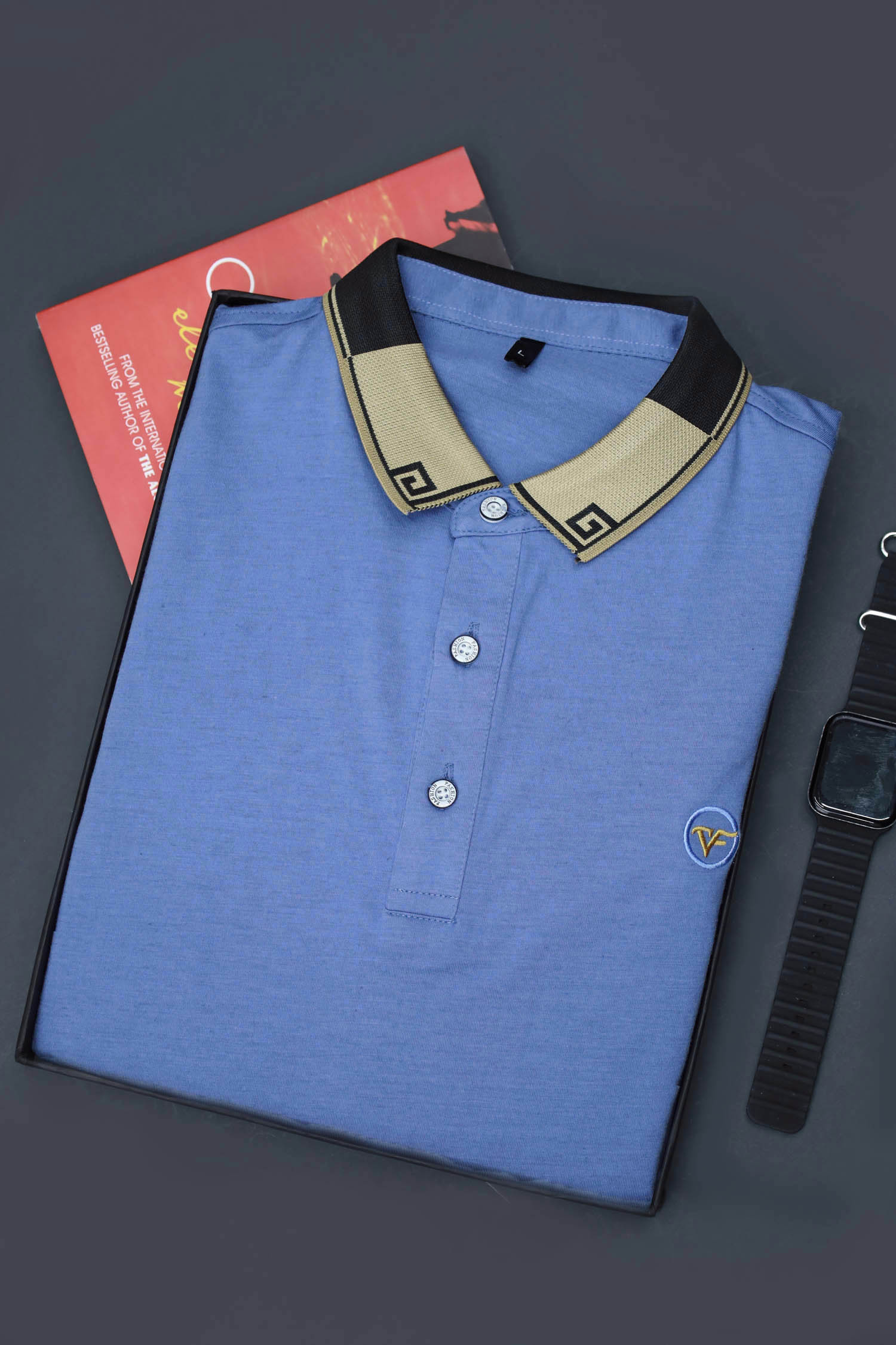 Two Tone Banded Collar And Sleeve Polo Shirt