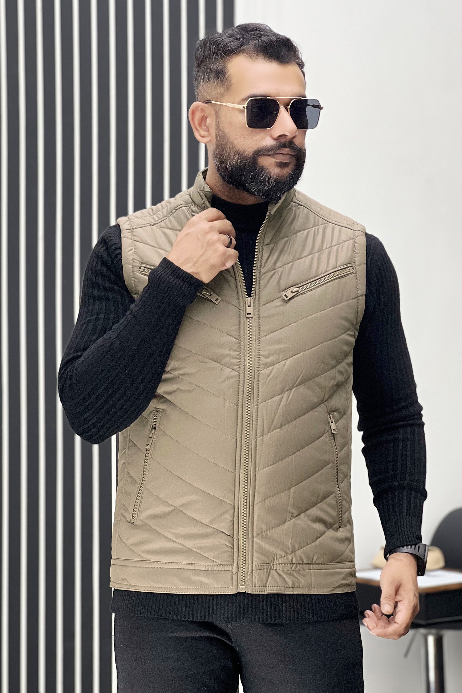 Winter Insulated PU Leather Imported Men's Gilet