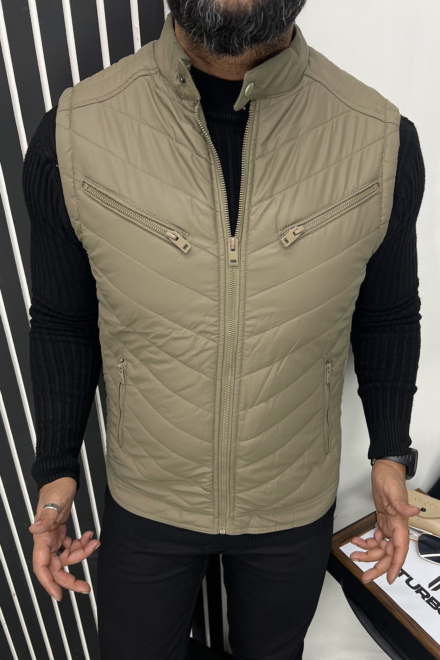 Winter Insulated PU Leather Imported Men's Gilet