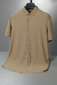 Men's Cuban Texture Silk Casual Shirt In Light Brown