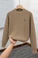 Polo Warm Cable Knit Lining Imported Men's Sweater In Light Brown