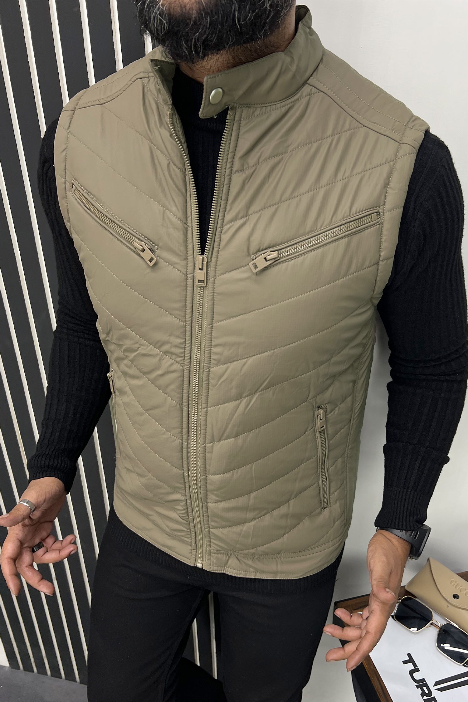 Winter Insulated PU Leather Imported Men's Gilet