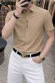 Turbo Seamless Smooth Silk Casual Shirt In Light Brown