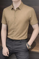 Men's Cuban Texture Silk Casual Shirt In Light Brown