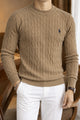 Polo Warm Cable Knit Lining Imported Men's Sweater