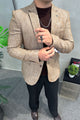 Turbo Premium Slub Texture Imported Men Blazer In Light Brown