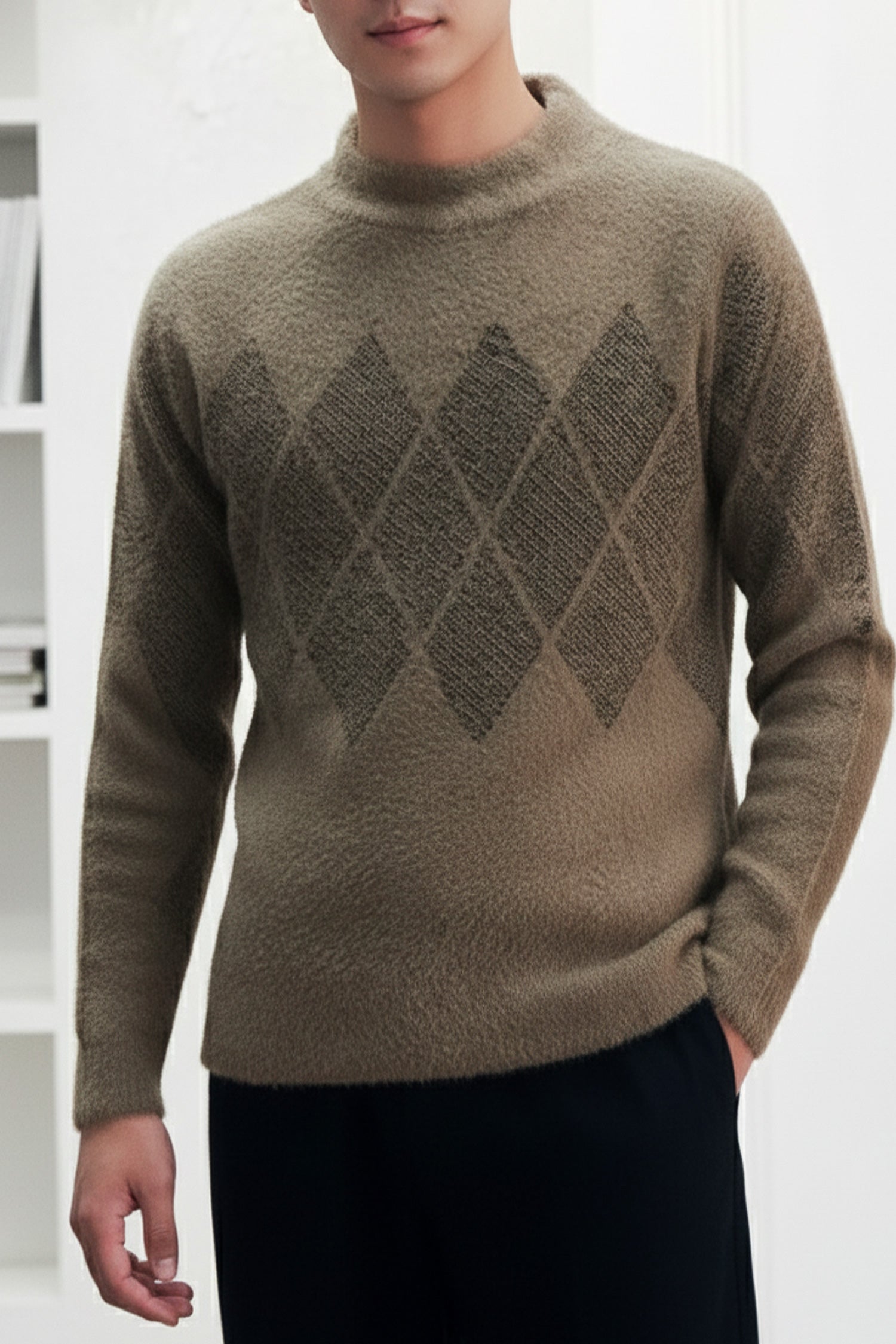 Turbo Argyle Style Imported Men's Sweater