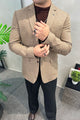 Turbo Textured Single-Breasted Men Imported Blazer In Light Brown