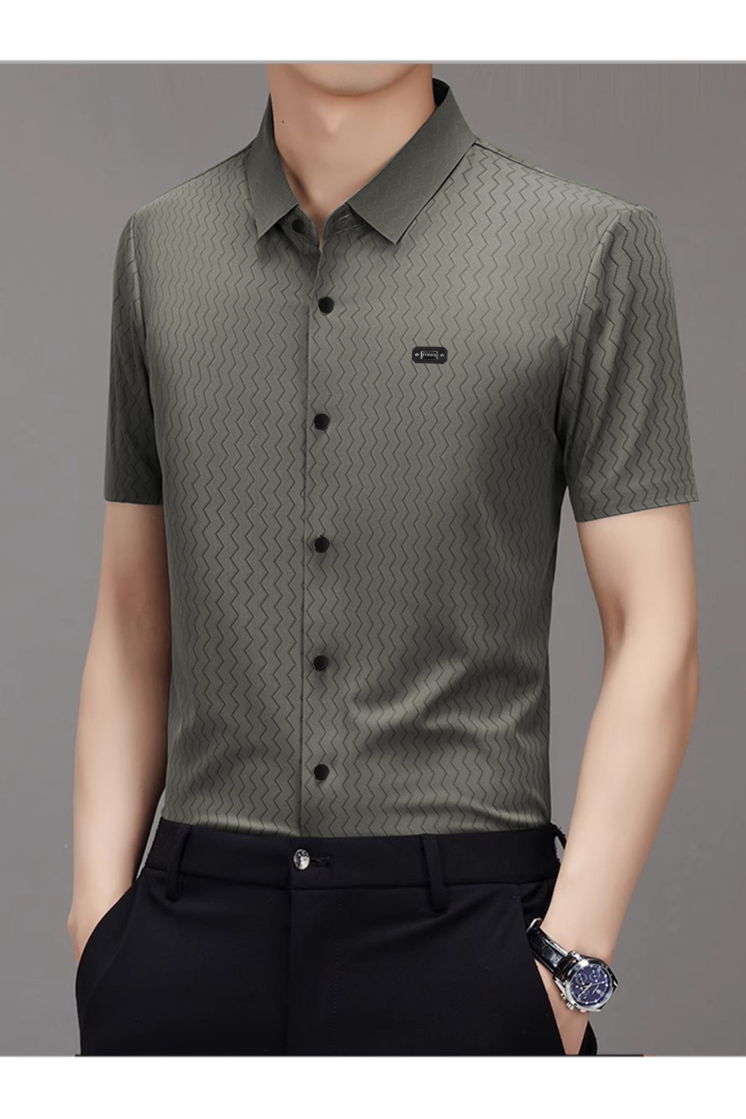 Turbo Friendly Touch Lining Pattern Casual Shirt