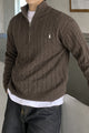 Polo Pony Half-Zip Cable Knit Texture Imported Men's Jumper Sweater