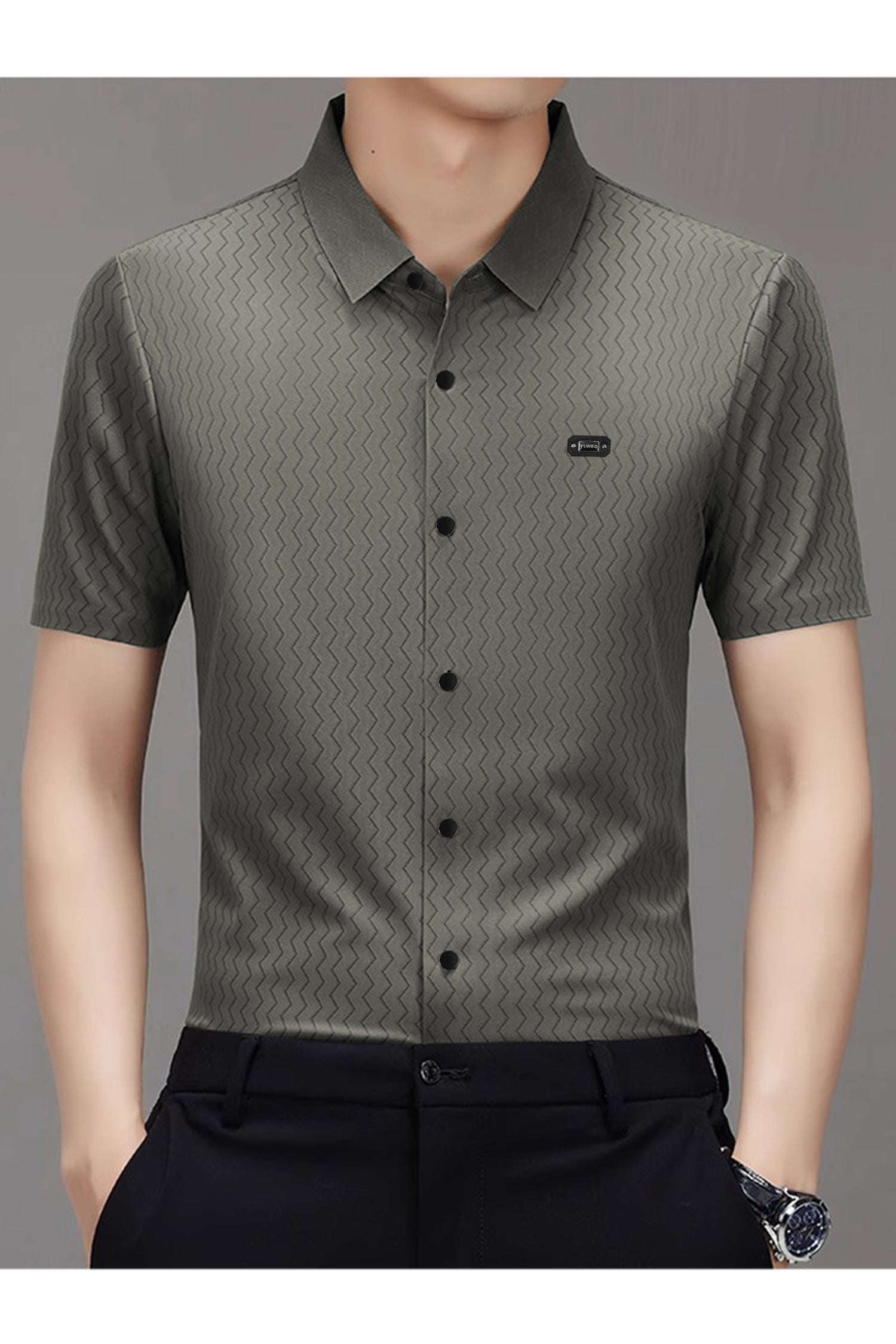 Turbo Friendly Touch Lining Pattern Casual Shirt