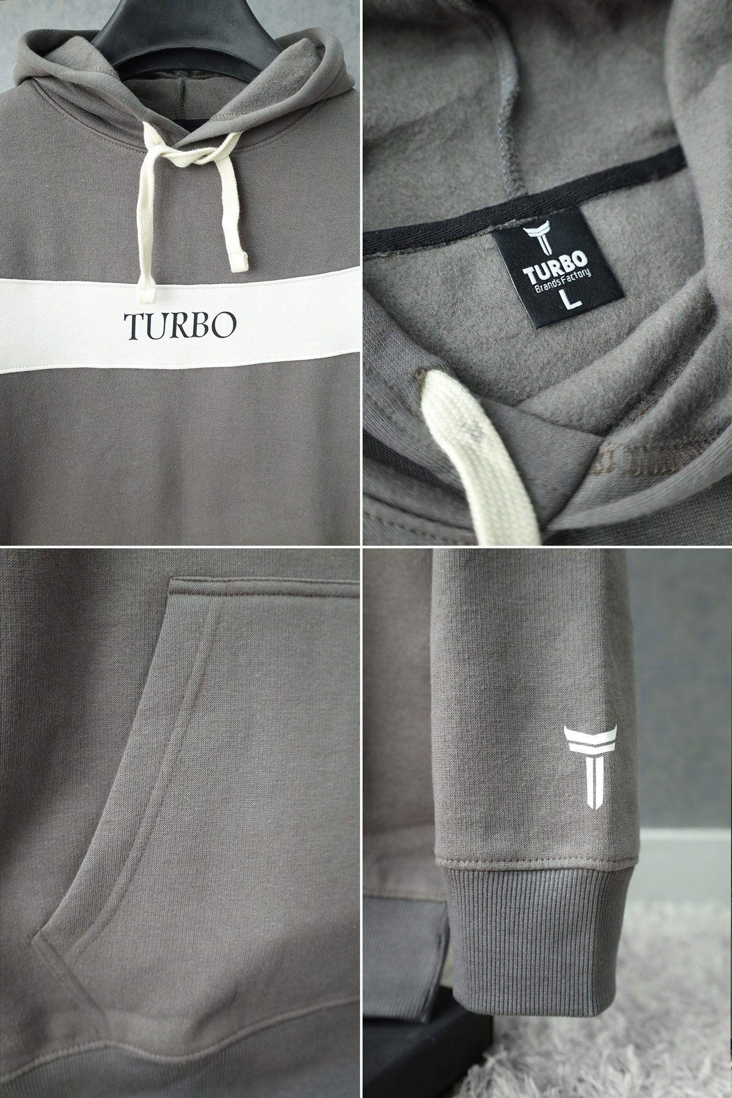 Turbo Panel Typography Fleece Hoodie