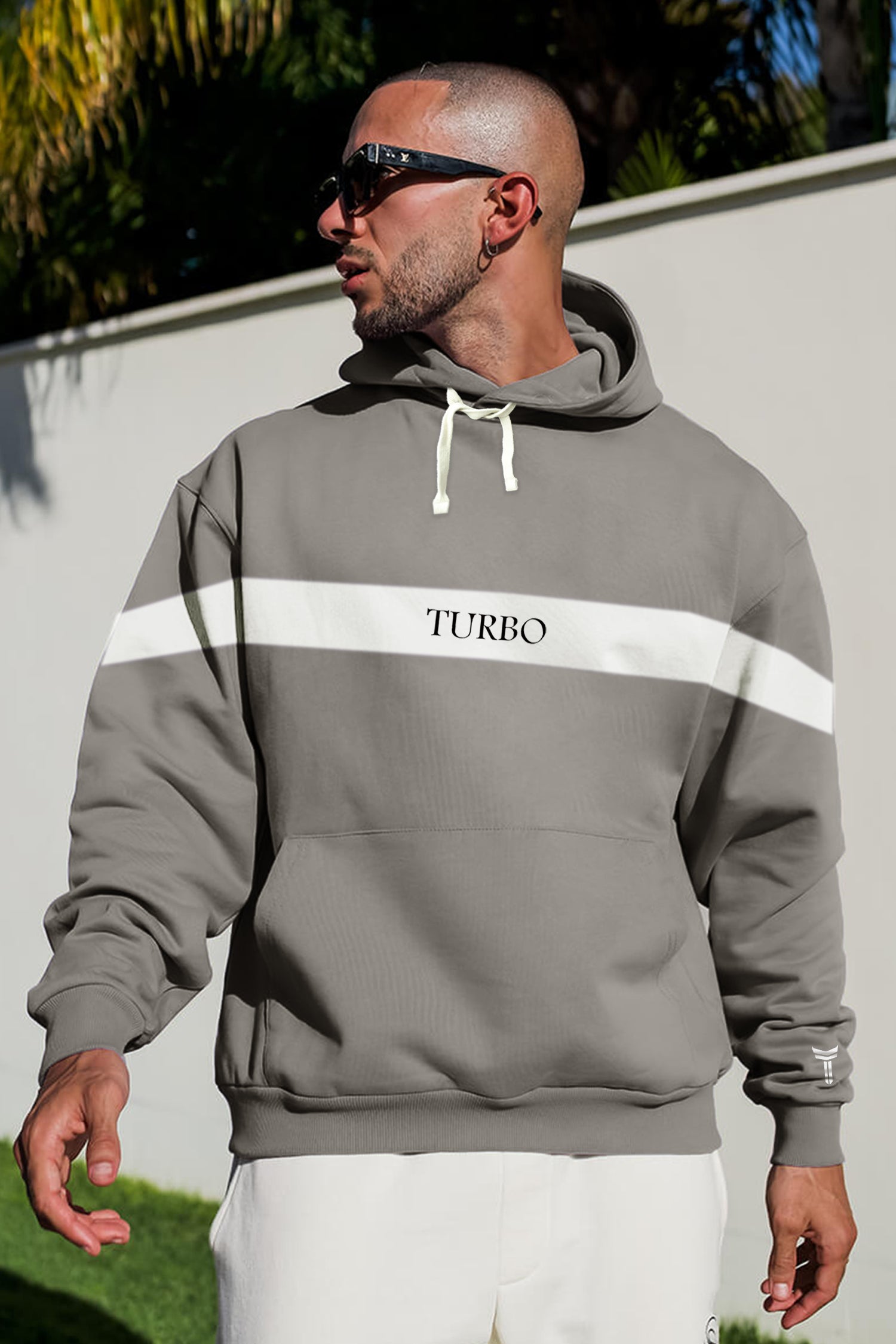 Turbo Panel Typography Fleece Hoodie