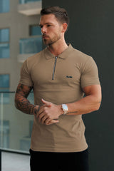 Turbo Signature Script Zip-Placket Men's Polo Shirt