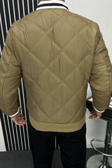 Rph Lren Polo Rib Collar Imported Puffer Jacket In Light Camel