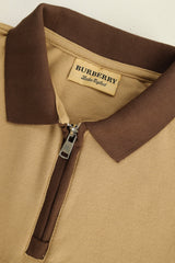Brbrry 'The Lndn Englnd' Edition Zip Men's Polo Shirt In Light Camel