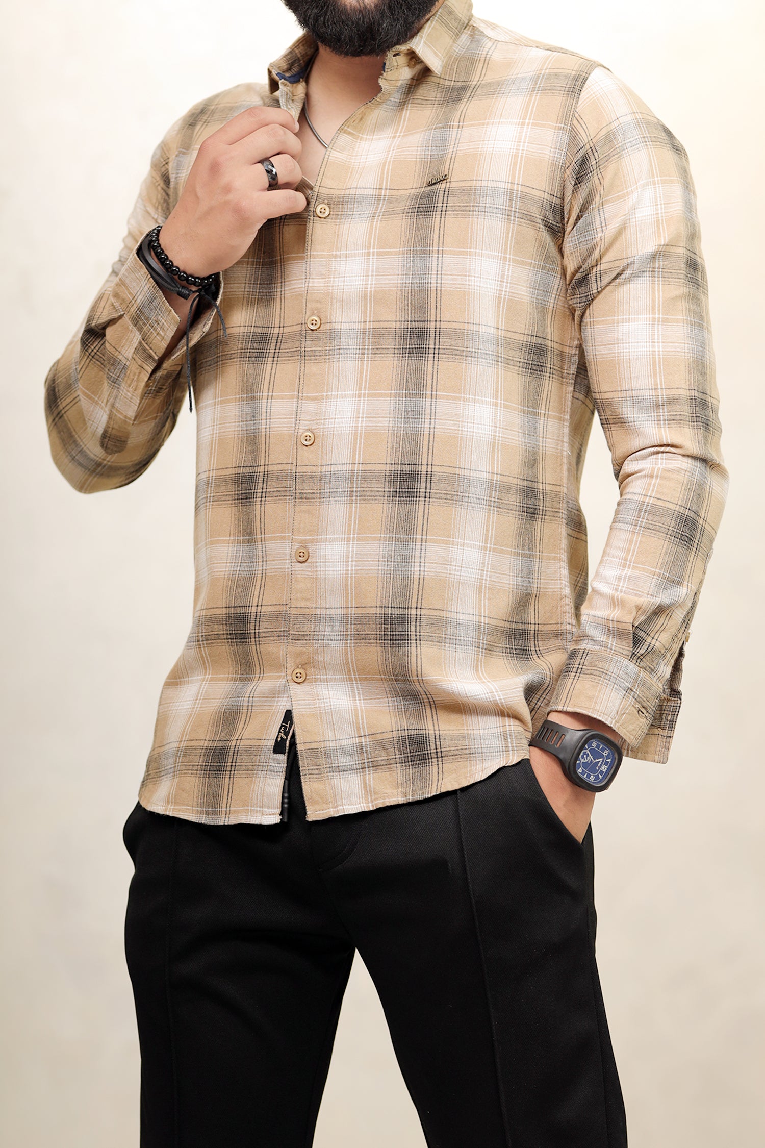 Turbo Tribe Premium Flannel Long Sleeve Cotton Casual Shirt
