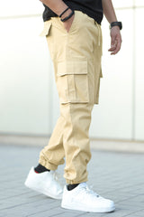 Turbo Vintage Grip Signature Imp Cotton Cargo Trouser In Light Camel