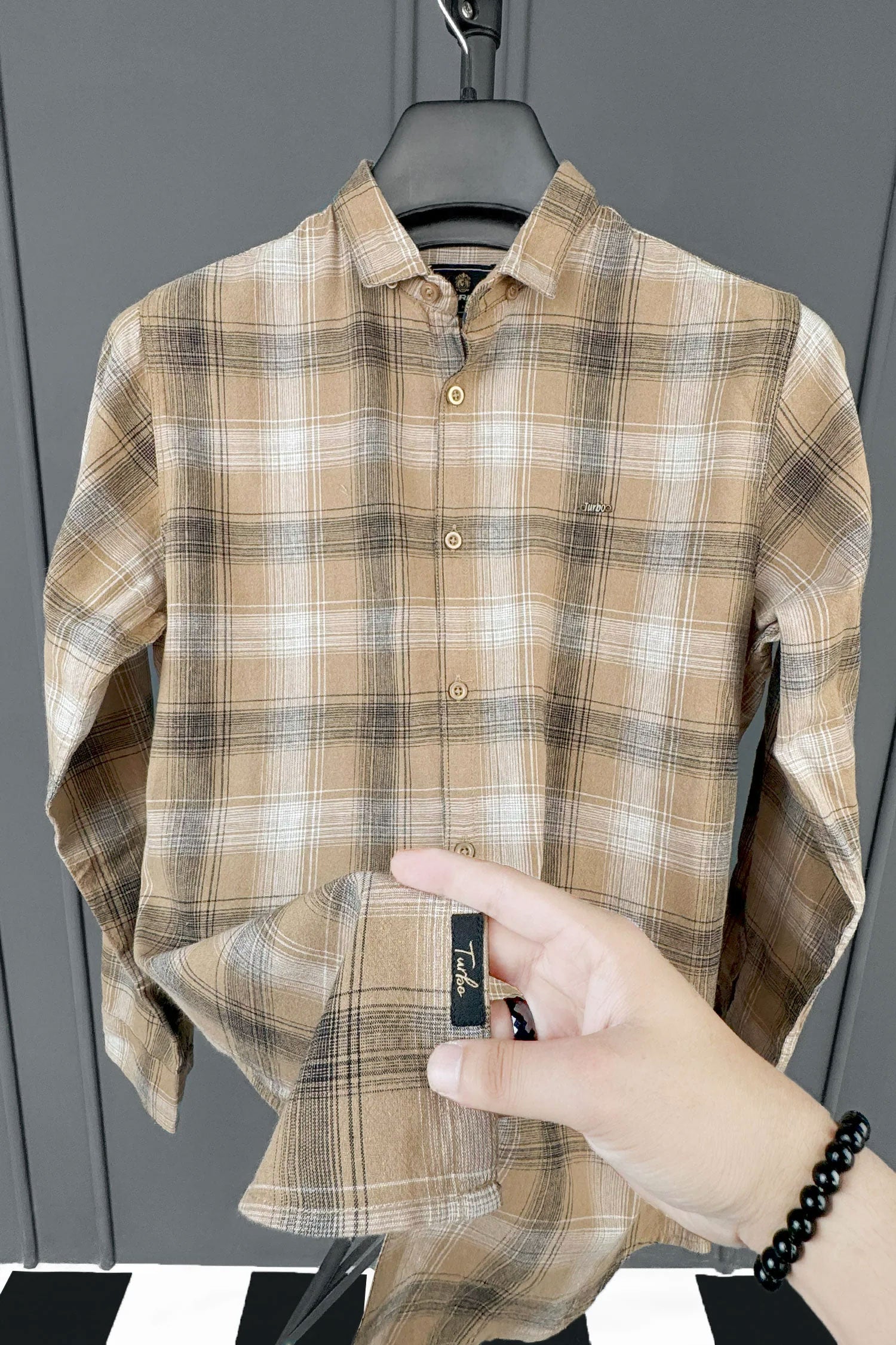 Turbo Tribe Premium Flannel Long Sleeve Cotton Casual Shirt