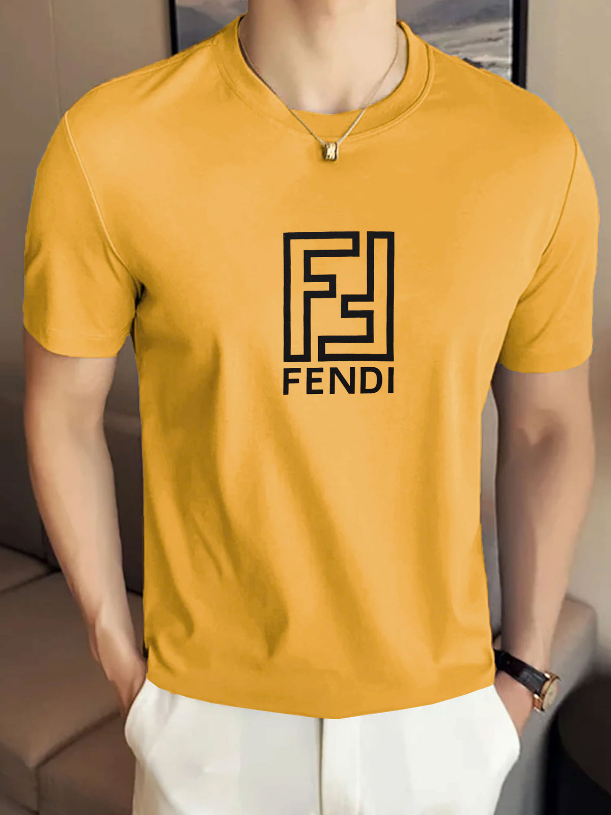 Fndi Labyrinth Monogram Classic Crew Neck Tee