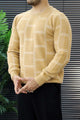 Brick Design Pattern Imported Round Neck Rabbit Wool Men's Sweater