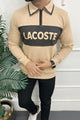 Lcste Color-Block Panel Imported Men's Sweatshirt In Light Camel