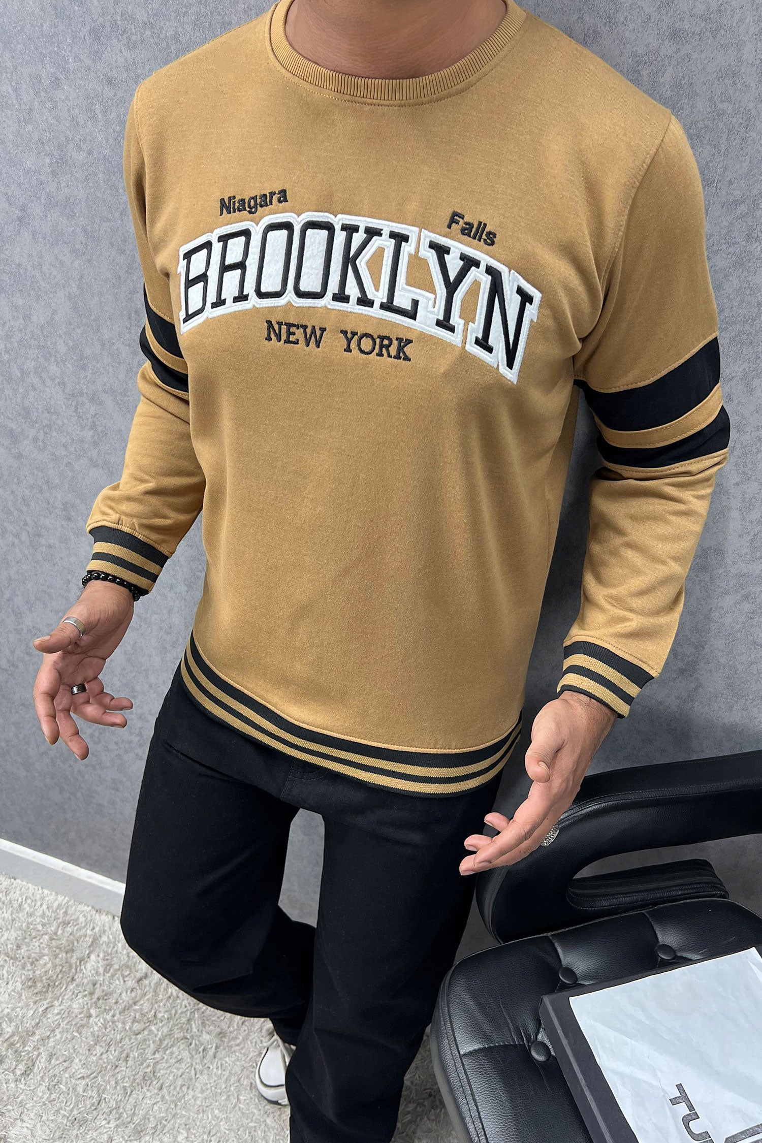 Broklyn NYC Letter Graphic Full Sleeves Men's Sweatshirt