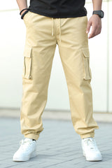 Turbo Vintage Grip Signature Imp Cotton Cargo Trouser In Light Camel
