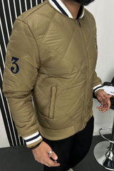 Rph Lren Polo Rib Collar Imported Puffer Jacket In Light Camel