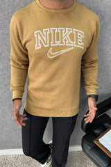 Nke Signature Typography Full Sleeve Men's Sweatshirt In Light Camel