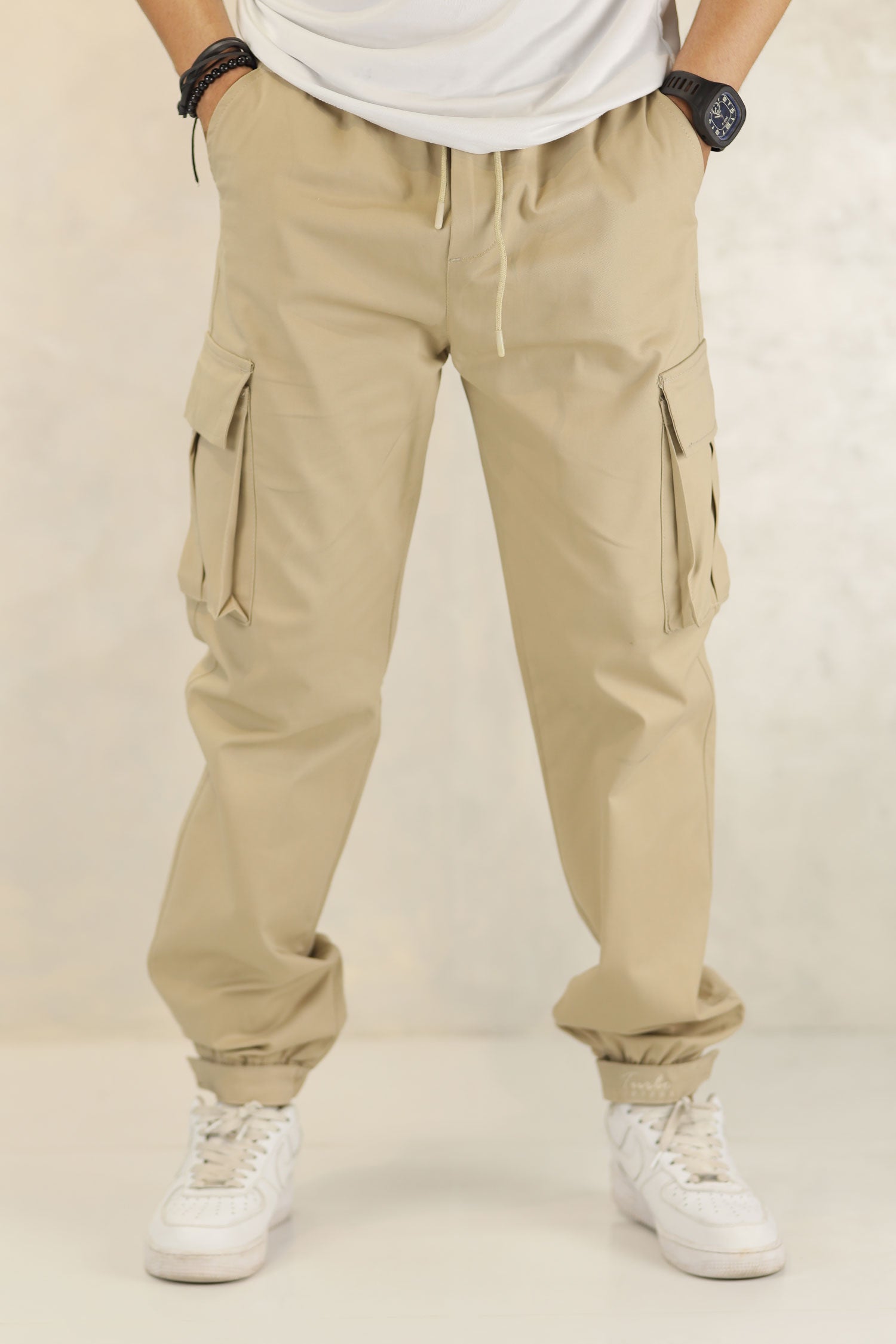 Turbo Vintage Grip Signature Imp Cotton Cargo Trouser In Light Camel
