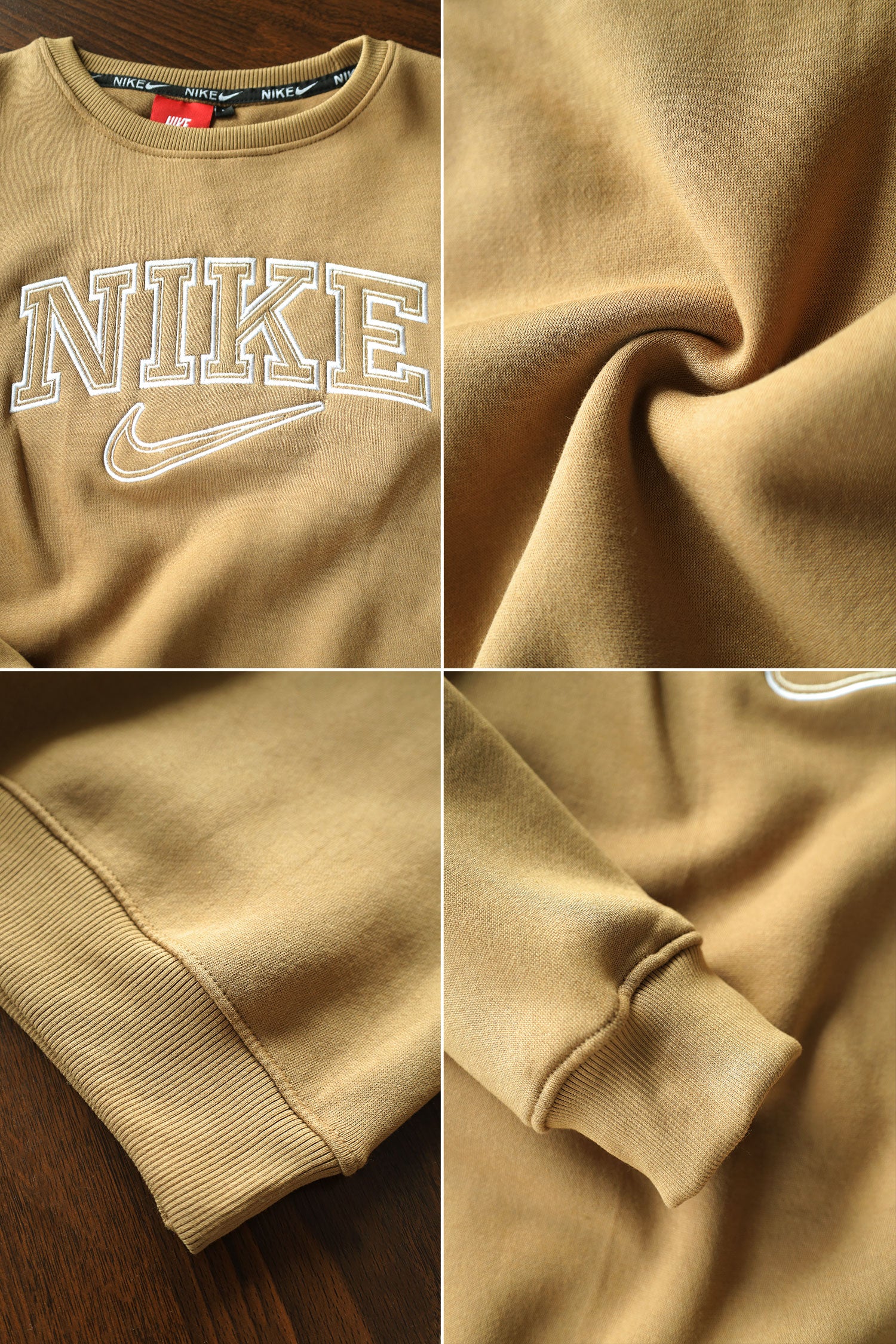 Nke Signature Typography Full Sleeve Men's Sweatshirt In Light Camel