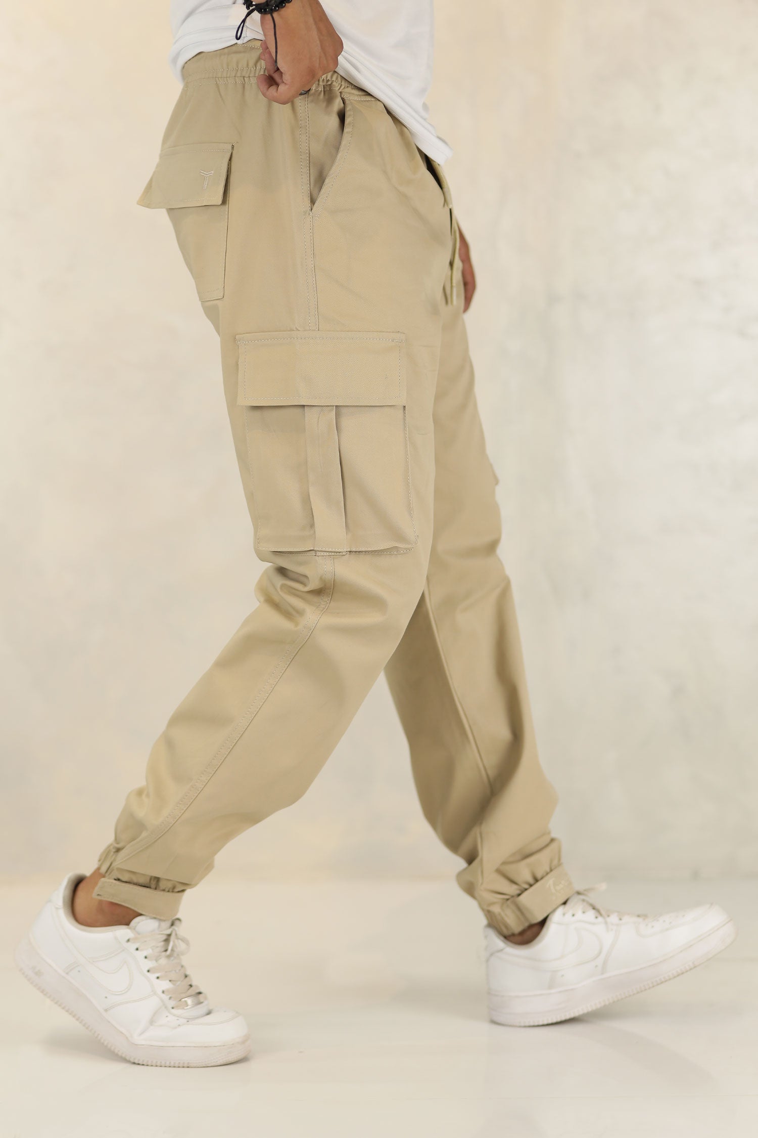 Turbo Vintage Grip Signature Imp Cotton Cargo Trouser In Light Camel